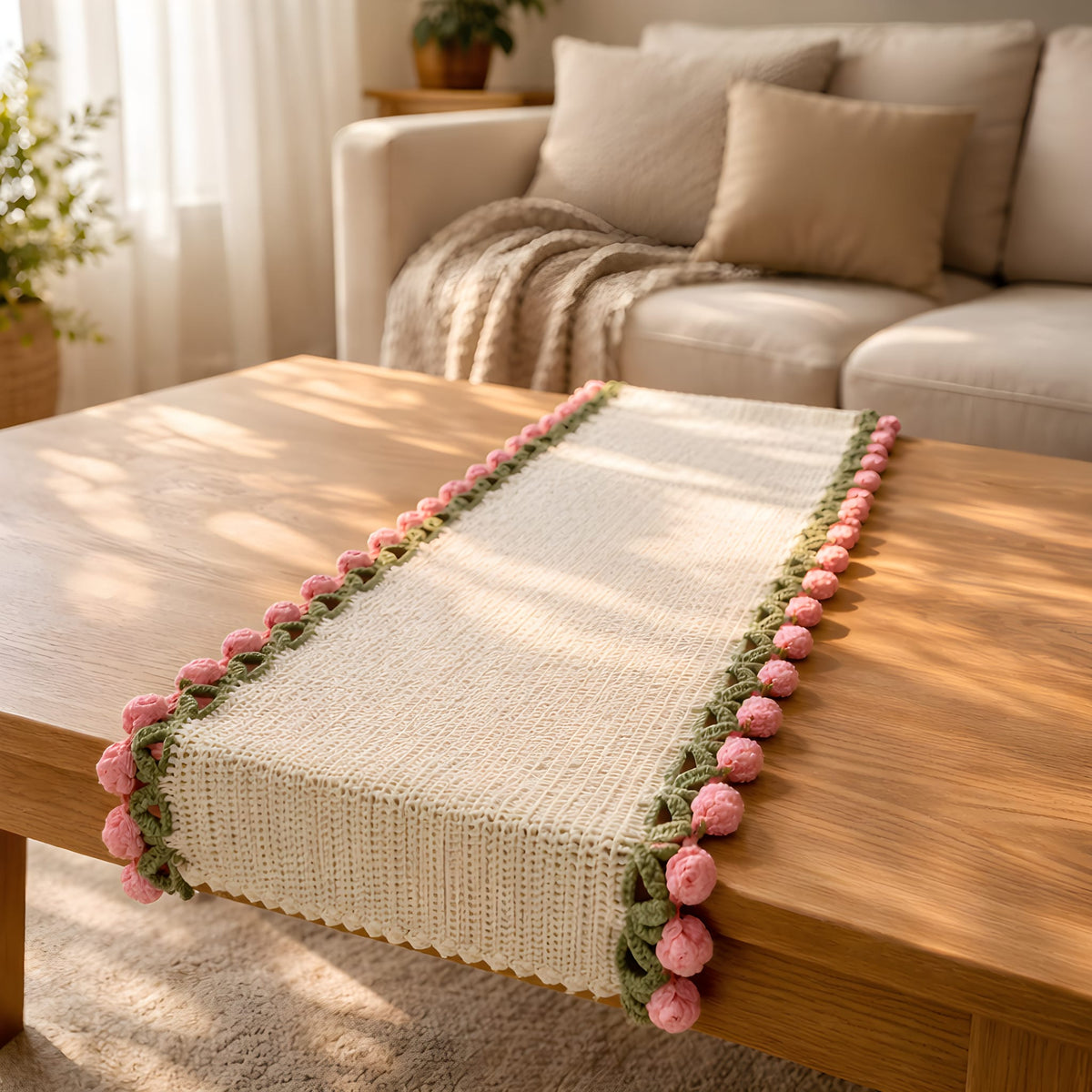 Multipurpose crochet Bed -Table Runner