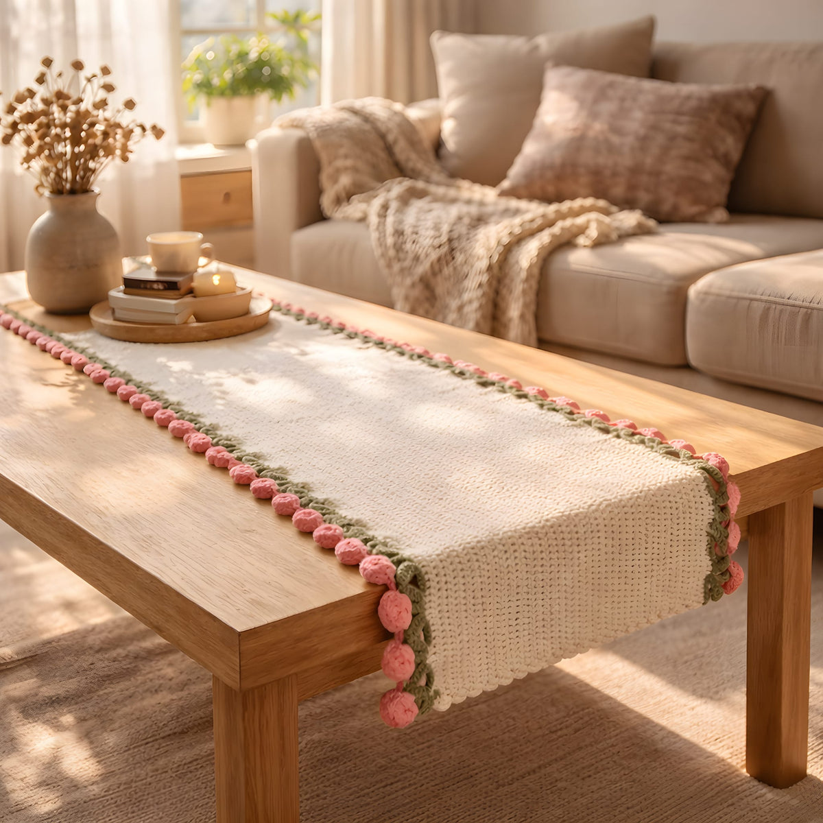 Multipurpose crochet Bed -Table Runner