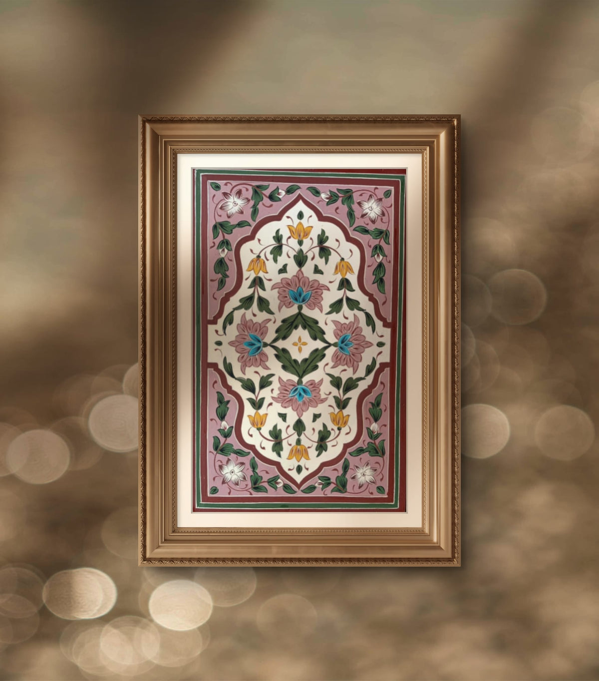 Fresco in Pink - Mughal inspired wall art