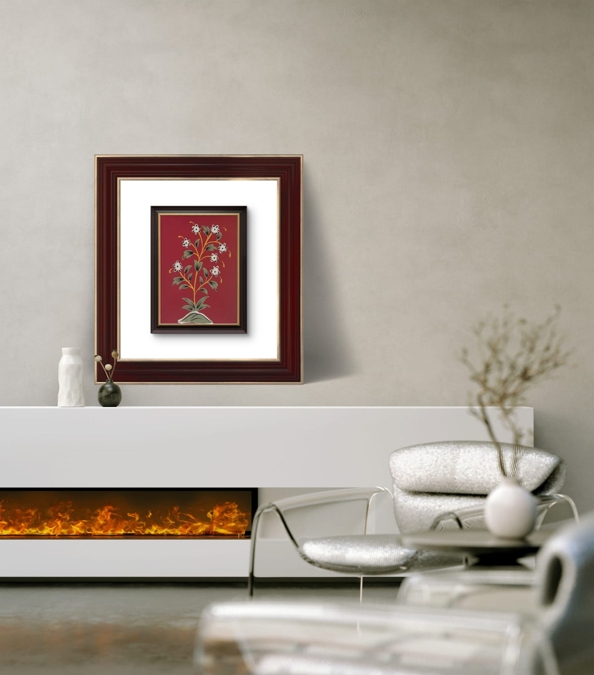 Floral art on textured paper